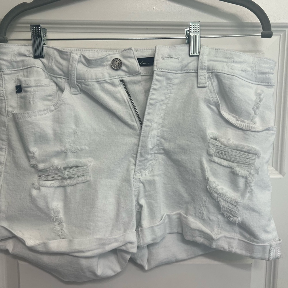 KanCan White Distressed Jean Shorts